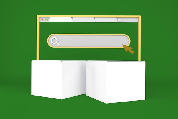 Boxes and Website Icons Front Side In Green Background