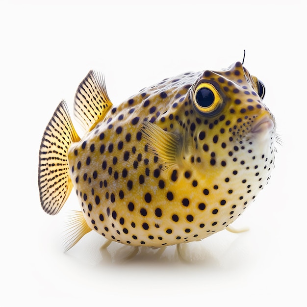 boxfish isolated on white closeup funny odd unusual shaped fish