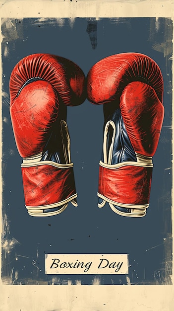 Photo boxing day celebration poster featuring two red boxing gloves overlapping ideal for sports promotions