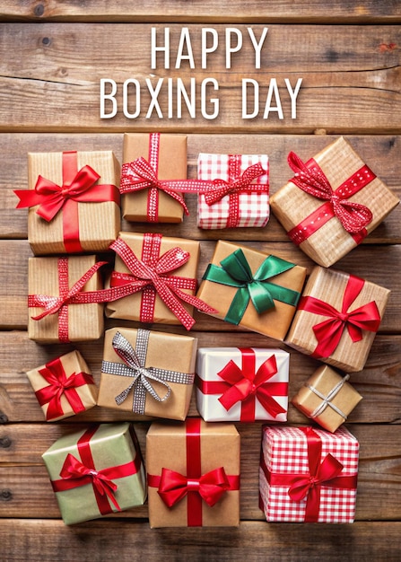 Photo boxing day a poster for a boxing boxing day with a bunch of gift boxes on it