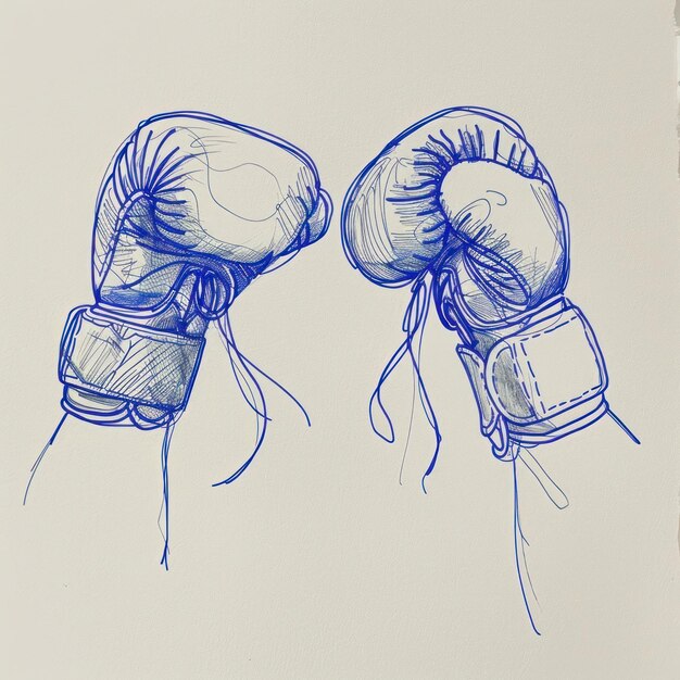 Boxing gloves fight illustrated drawing sketch