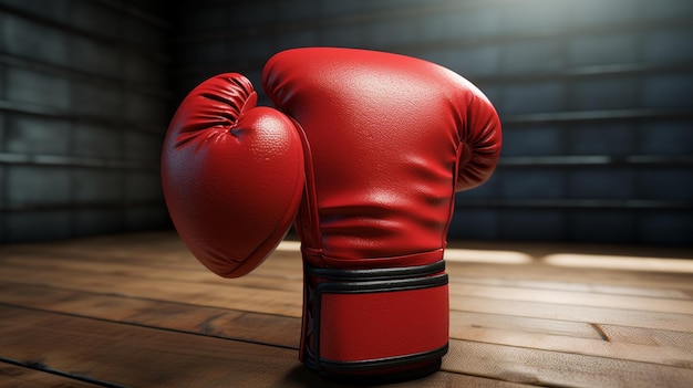 boxing gloves on a wooden floor