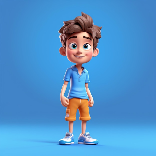 A boy 3d character with a blue shirt generated by Ai