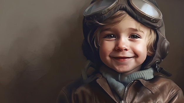 Boy in aviator illustration by generative AI