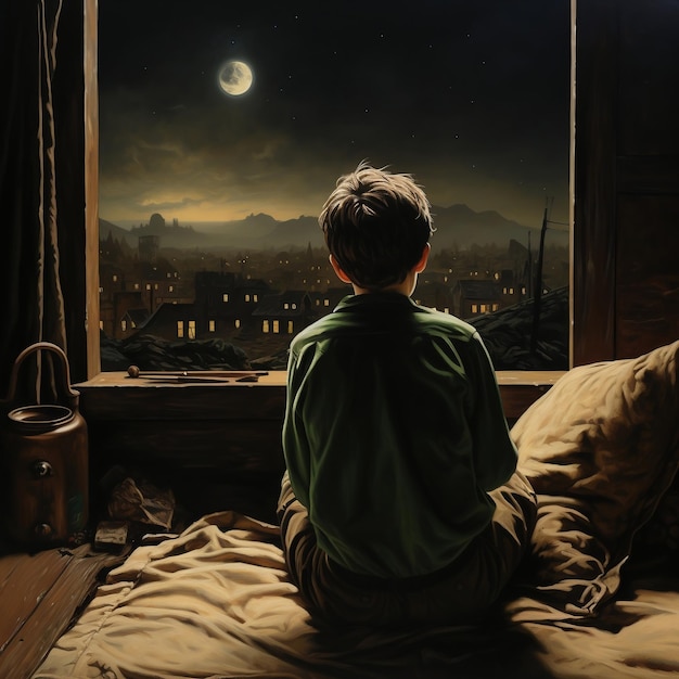 A Boy Awaits in his room Generative Ai