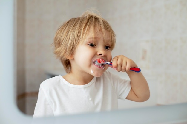 Boy brushing theeth