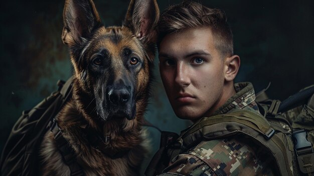 a boy and a dog are posing for a photo