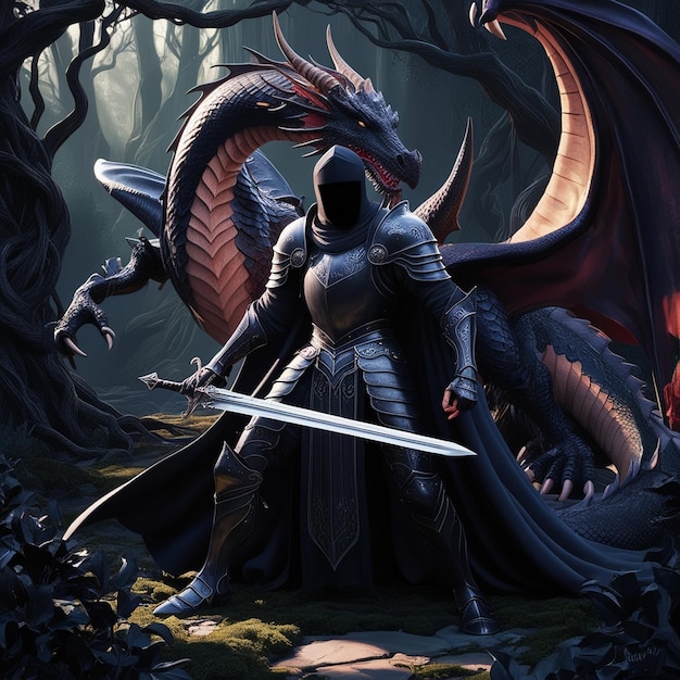 Boy dressed as a knight fights a dragon