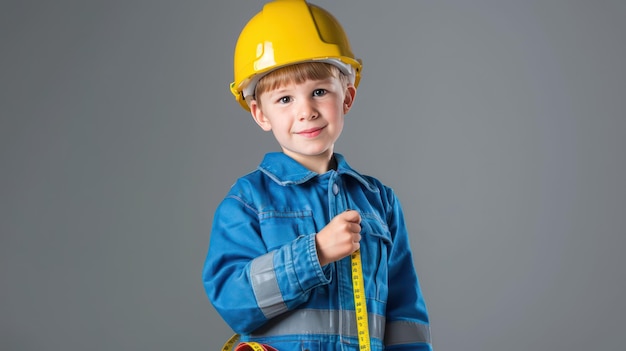 Boy Engineer with a Measuring Tape