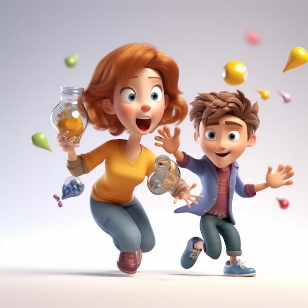 boy and girl 3d cartoon