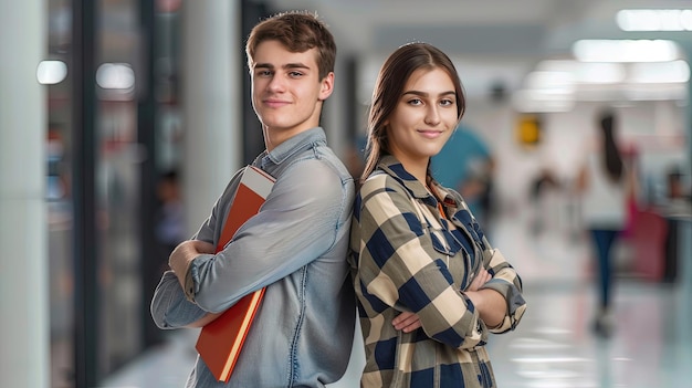 a boy and a girl are posing for a photo