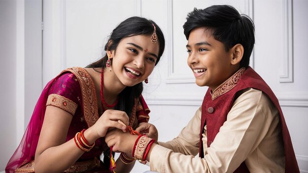 a boy and girl are smiling and posing for a photo