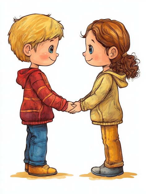 Photo boy and girl holding hands