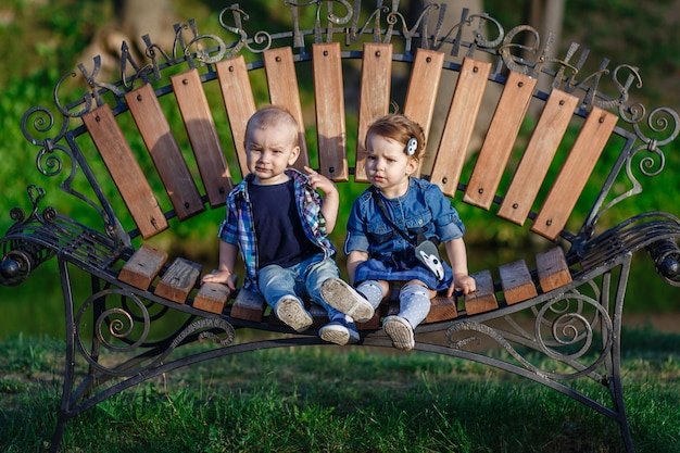 boy and girl playing in the garden