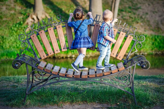 boy and girl playing in the garden