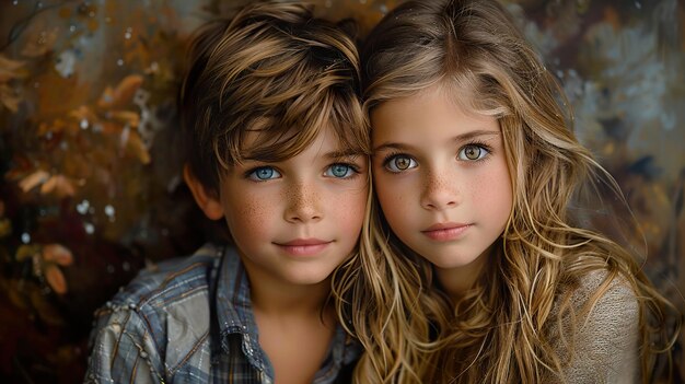 a boy and girl pose for a picture with the same girl