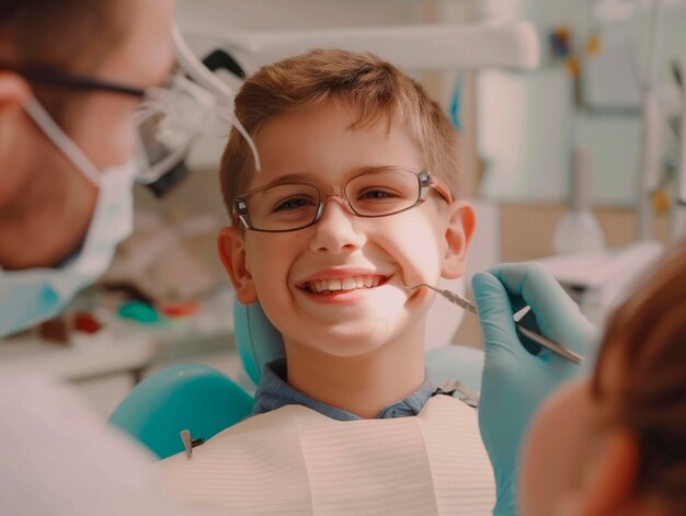 Boy having his teeth examined by a dentist an appointment with dentist