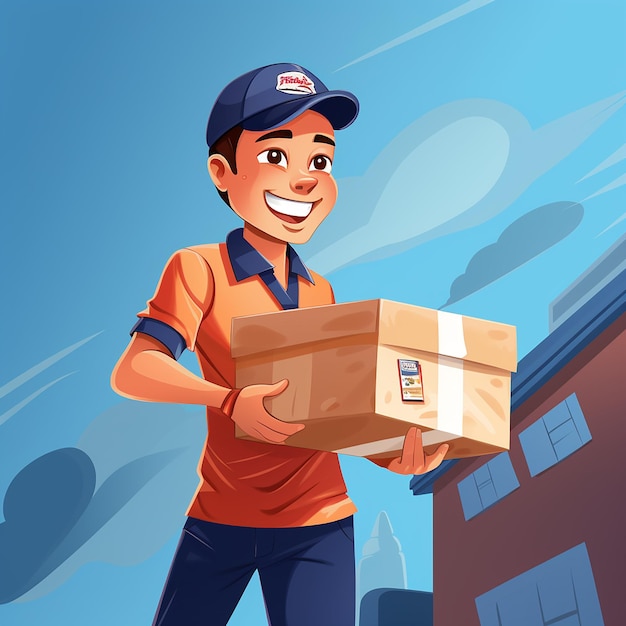 Photo boy holding a package for delivery