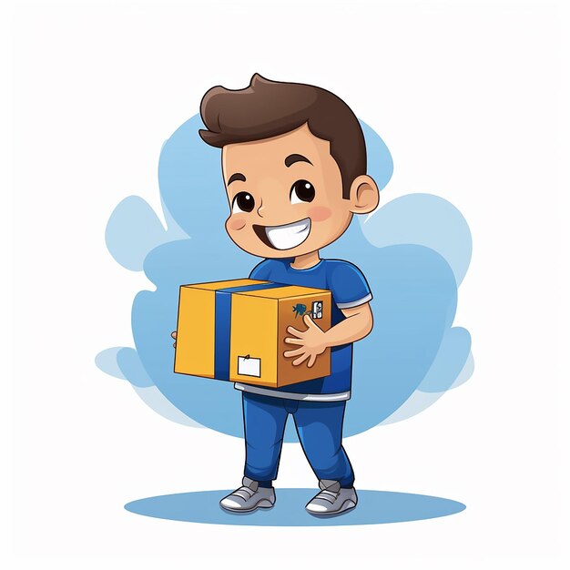 Photo boy holding a package for delivery