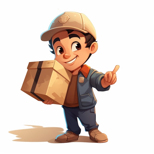 Photo boy holding a package for delivery