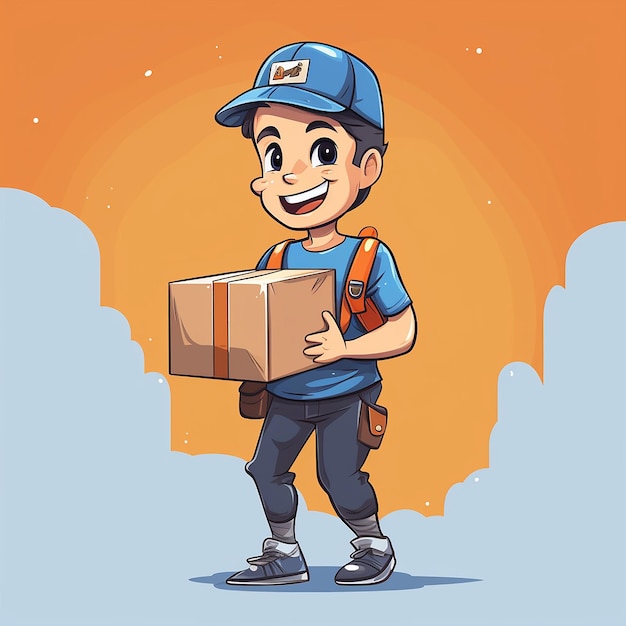 Photo boy holding a package for delivery