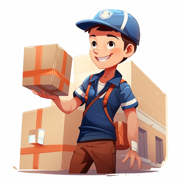 Photo boy holding a package for delivery