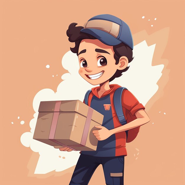 Photo boy holding a package for delivery