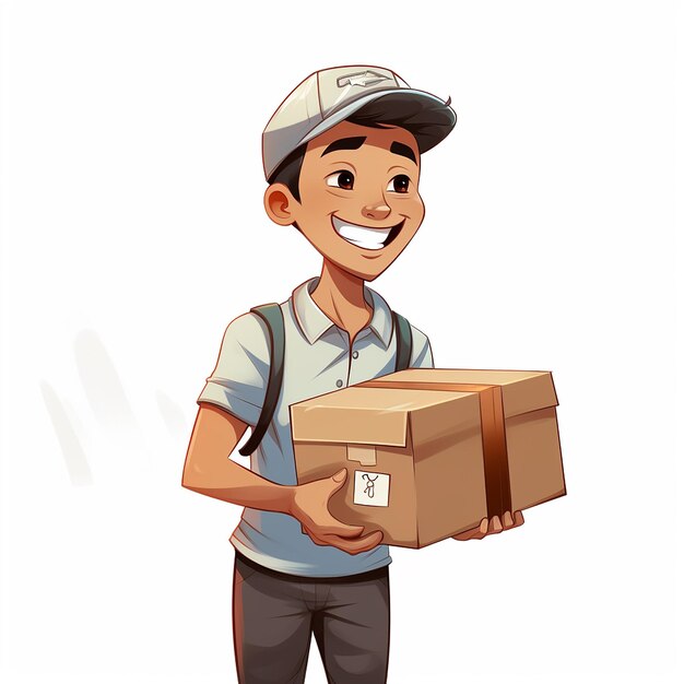 Photo boy holding a package for delivery