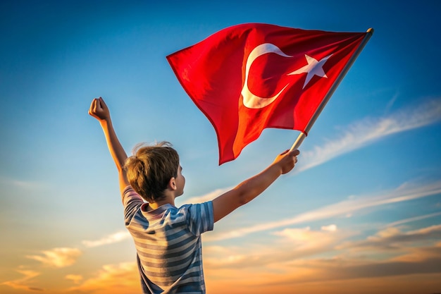 a boy holds a flag with the word quot im on it quot