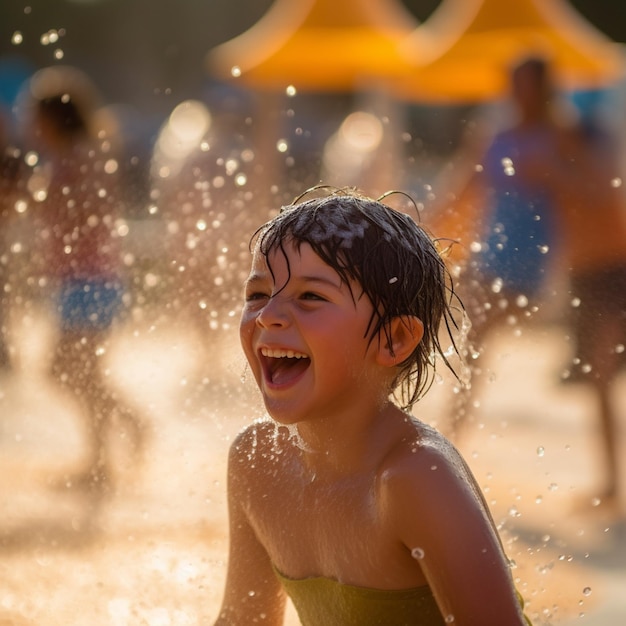 A boy is having fun in the water