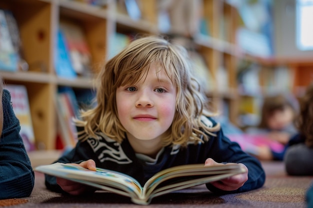 a boy is laying on the floor with a book titled  the word  on the front