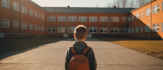 Boy looking at school back to school Generative AI