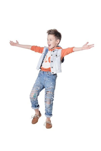 Boy posing isolated on white background