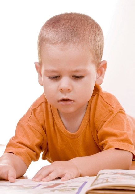 Boy reading book