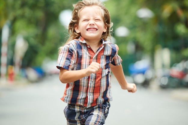 Boy running fast