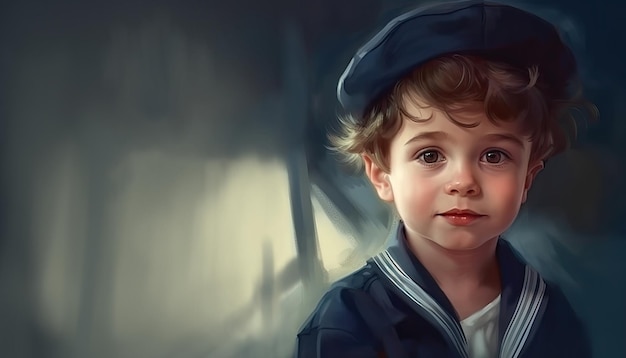 Boy in sailor suit illustration by generative AI