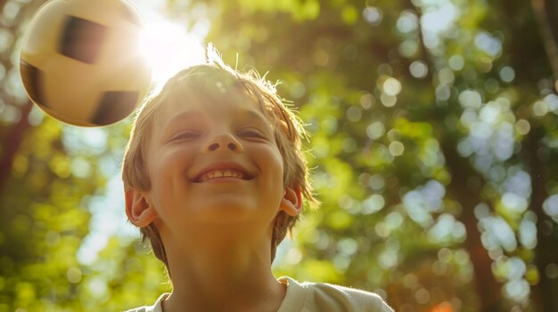 a boy smiles in the sun with a smile on his face