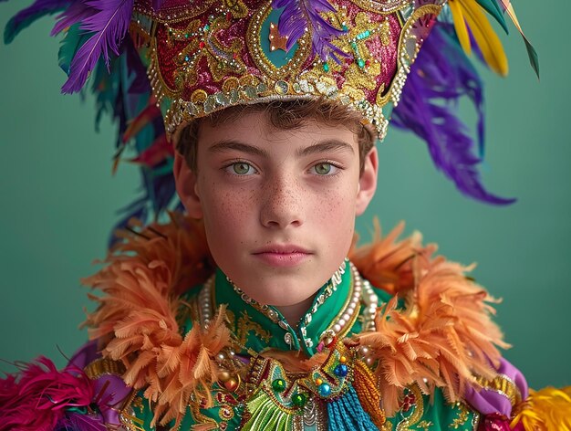 Photo boy in traditional mardi gras costume