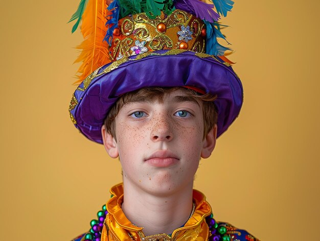 Photo boy in traditional mardi gras costume