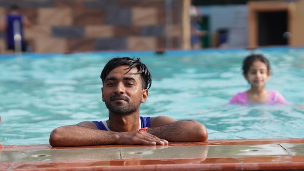 A boy in water park image playing with water in water park sonipat Haryana India 20 may 2023