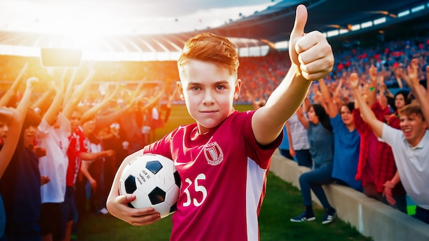 a boy wearing a red jersey that says quot 35 quot on it