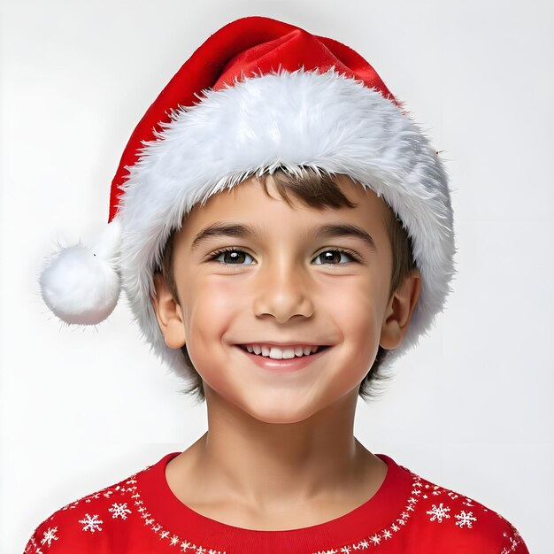 boy wearing a santa hat that says santa