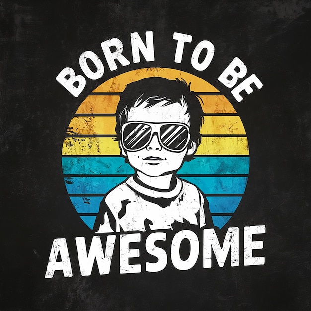 Photo a boy wearing sunglasses and a shirt that says quot born to be awesome quot