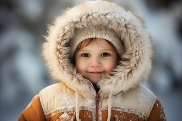 Boy in Winter Clothes Full of Cheer