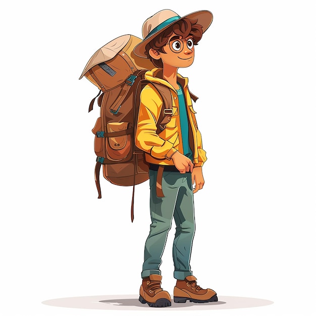 a boy with a backpack and a hat that says  hes a boy