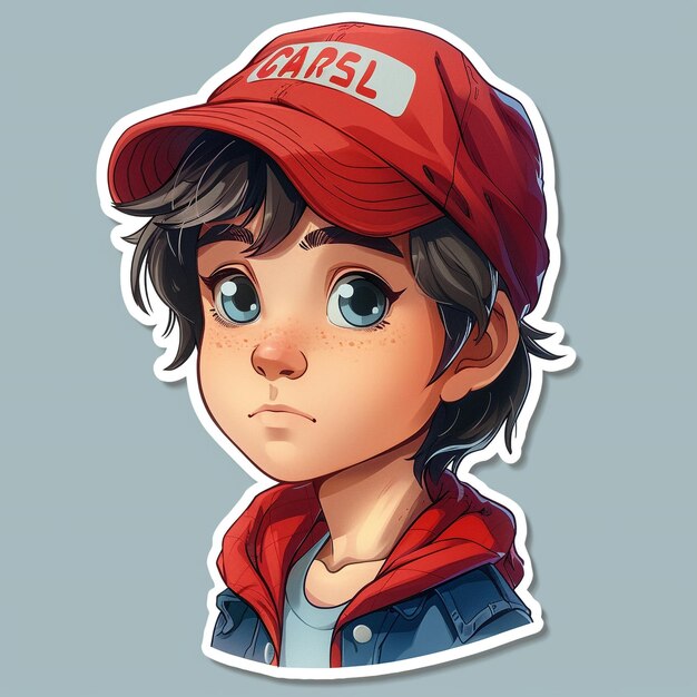 Boy With Baseball Cap Sticker