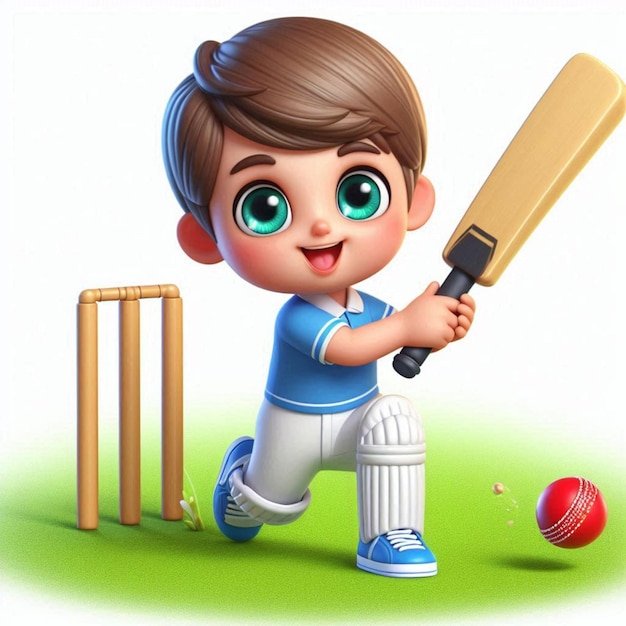 a boy with a bat and a ball in front of him