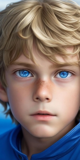 A boy with blue eyes and a nose