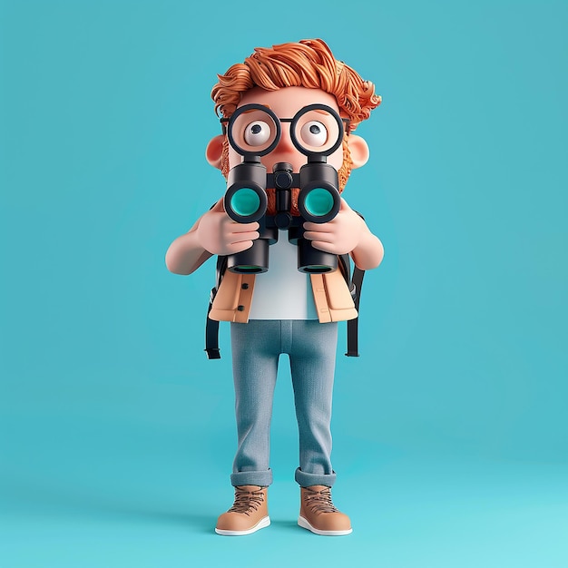 a boy with a camera and a pair of binoculars with a pair of binoculars