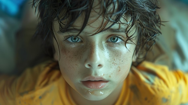 a boy with freckles on his face and the word freckles on his face